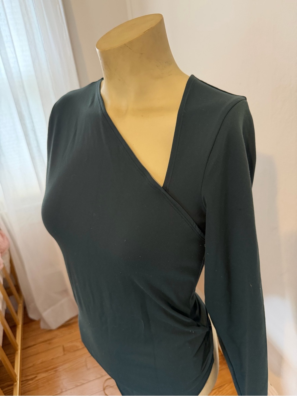 Women’s asymmetric neck line long sleeve bodysuit — Dark Teal